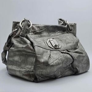 B. Makowsky Silver Shoulder Bag with Metallic Finish